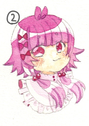 【カードサイズ原画】リボンの女の子