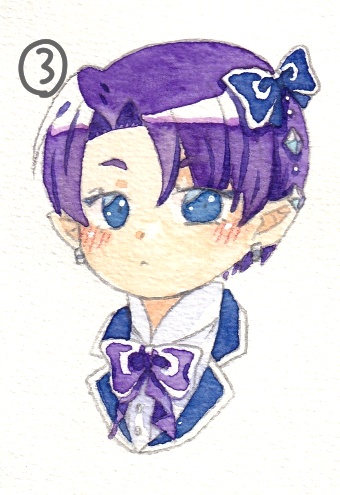 【カードサイズ原画】リボンの女の子