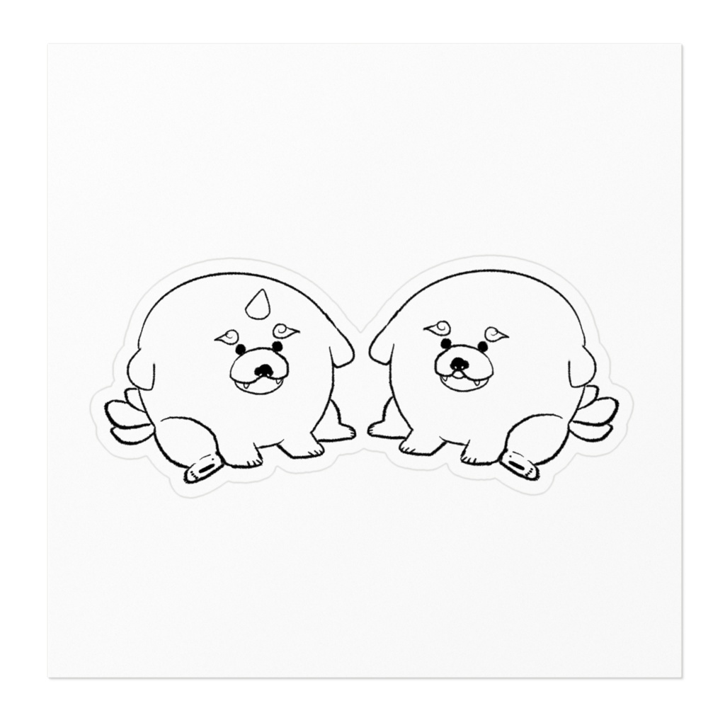 こままるのステッカー 「おすわり」