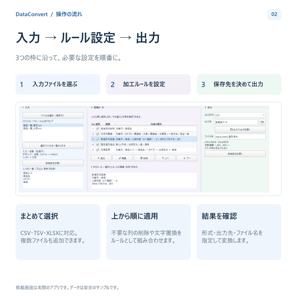 DataConvert|CSV・Excelの加工を保存して繰り返せるデータ変換ツール
