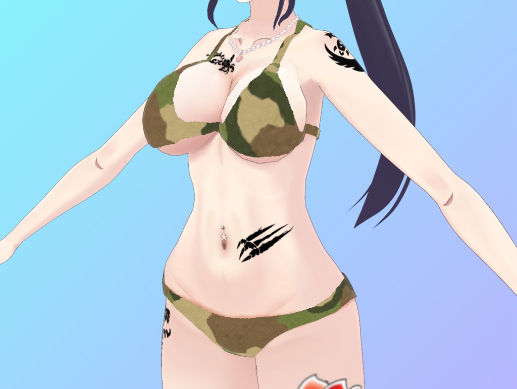 迷彩柄水着女性用 全6色 Camouflage swimsuit for women, 6 colors available