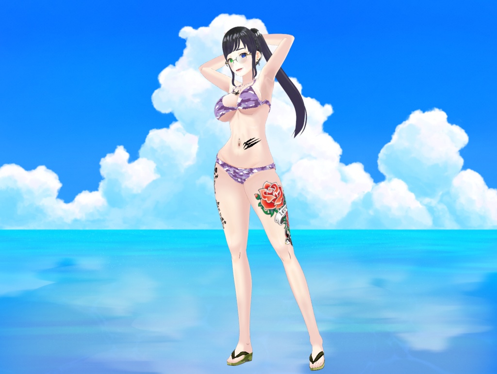 迷彩柄水着女性用 全6色 Camouflage swimsuit for women, 6 colors available