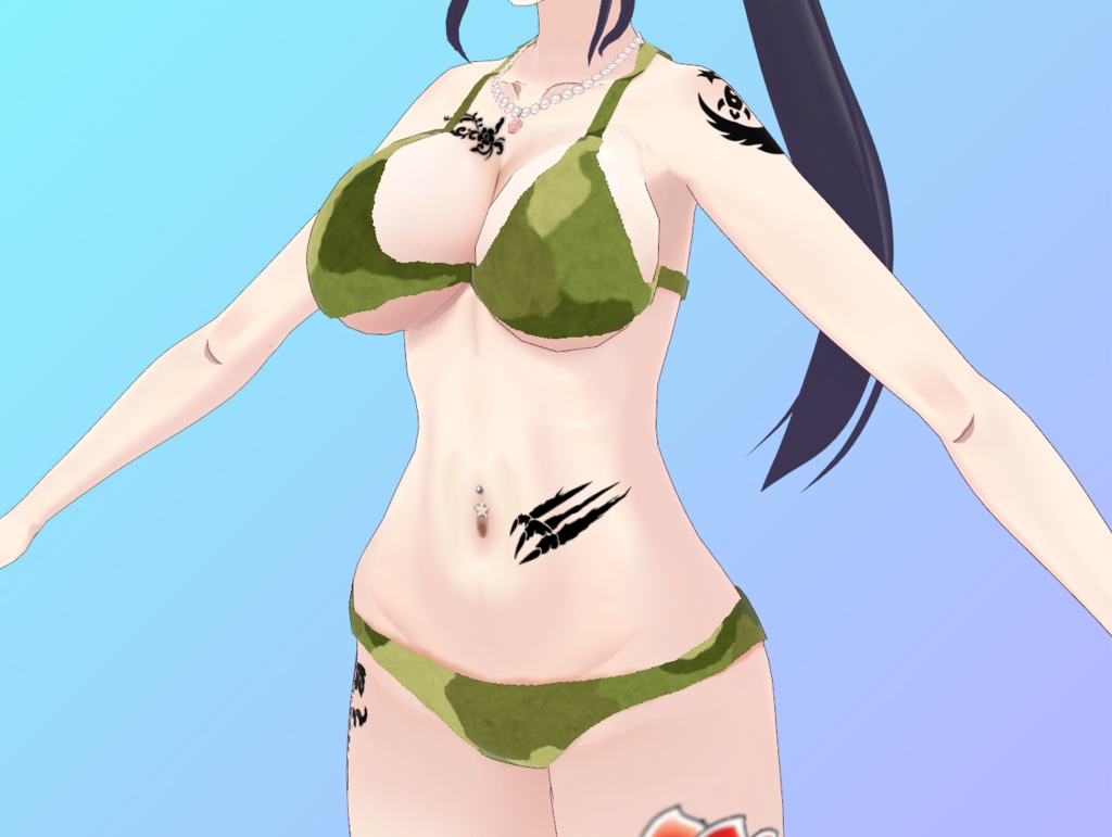 迷彩柄水着女性用 全6色 Camouflage swimsuit for women, 6 colors available