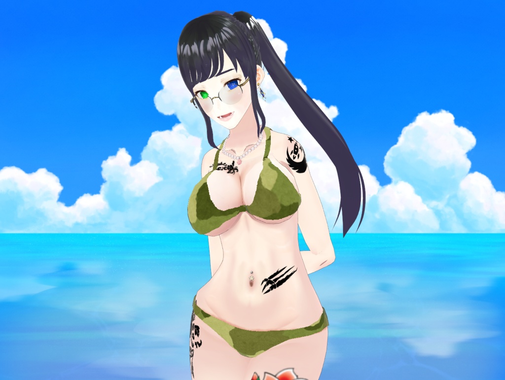 迷彩柄水着女性用 全6色 Camouflage swimsuit for women, 6 colors available