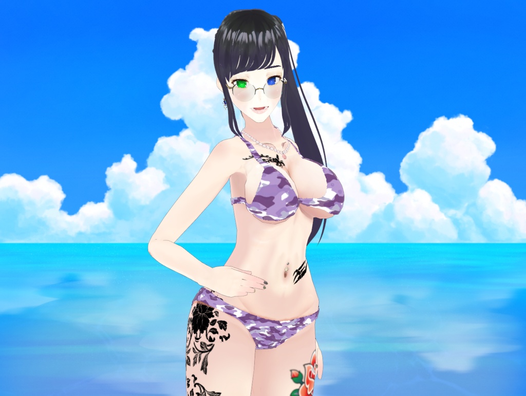 迷彩柄水着女性用 全6色 Camouflage swimsuit for women, 6 colors available