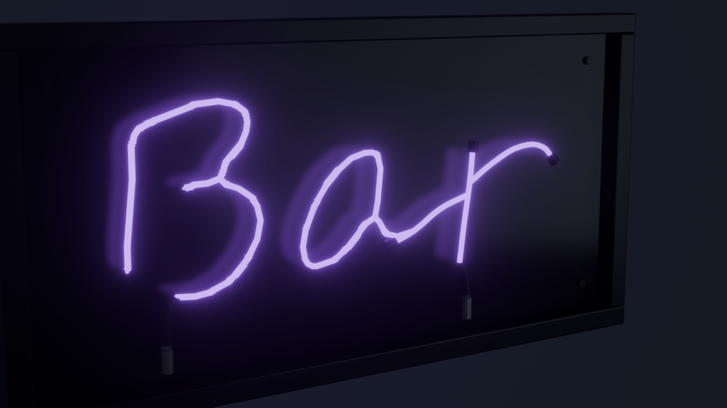 ネオンサイン "Bar" 3Dモデル|ガラス管仕様・消灯状態も再現 .blend / FBX(VRChat / バー / ワールド)