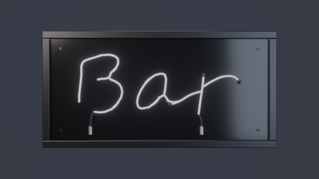 ネオンサイン "Bar" 3Dモデル|ガラス管仕様・消灯状態も再現 .blend / FBX(VRChat / バー / ワールド)
