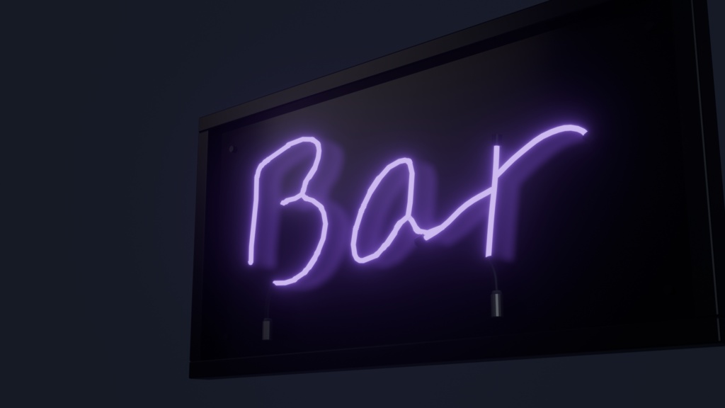 ネオンサイン "Bar" 3Dモデル|ガラス管仕様・消灯状態も再現 .blend / FBX(VRChat / バー / ワールド)