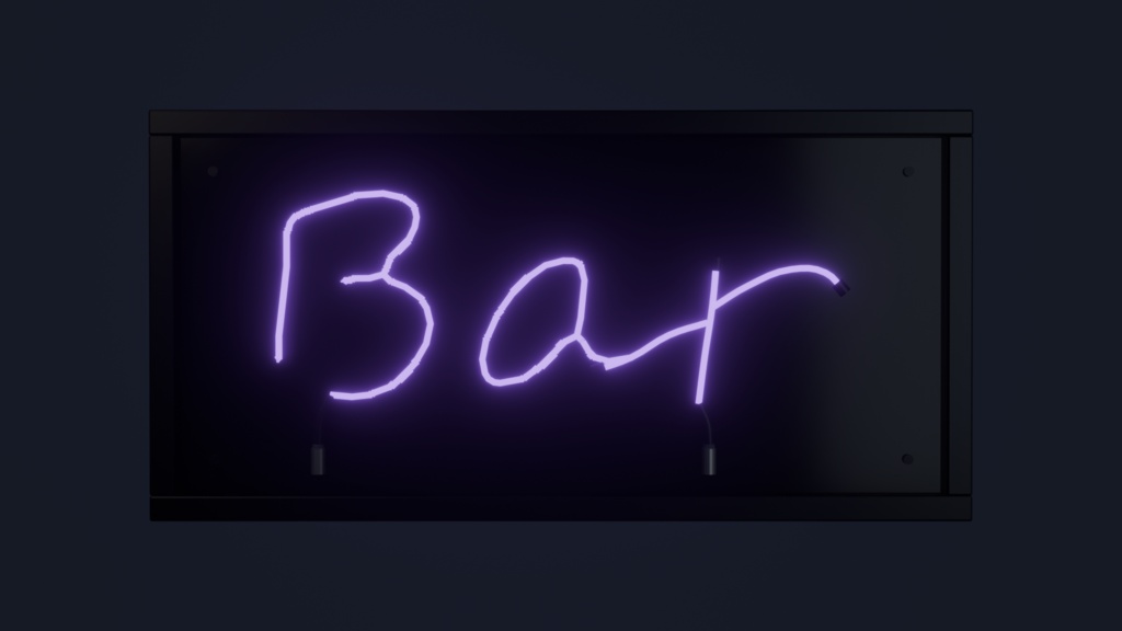 ネオンサイン "Bar" 3Dモデル|ガラス管仕様・消灯状態も再現 .blend / FBX(VRChat / バー / ワールド)