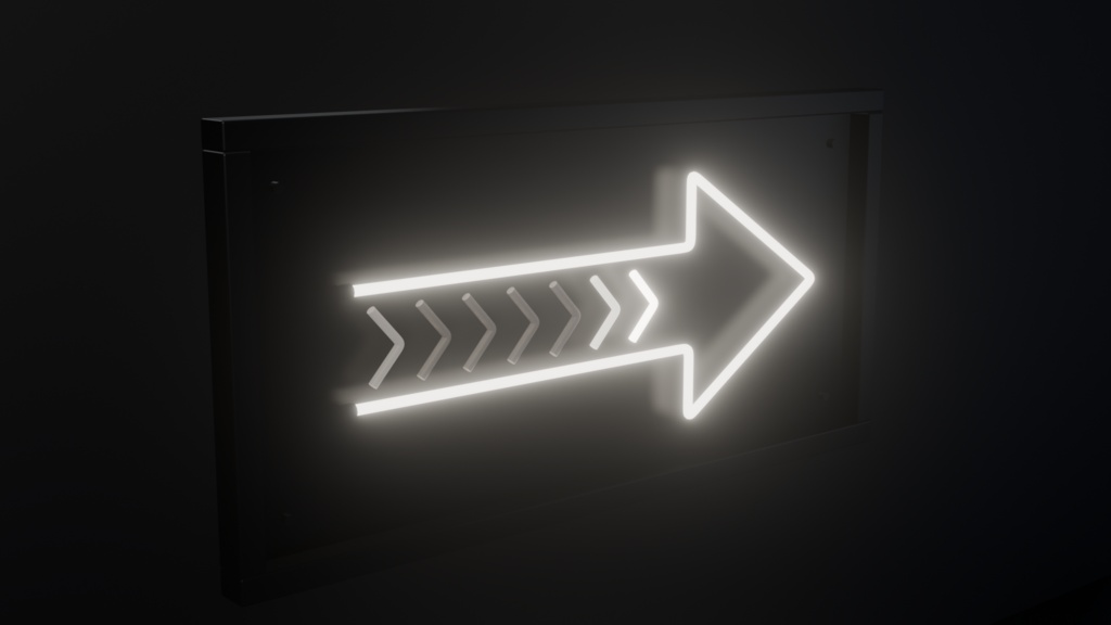 【無料】ネオンサイン "矢印" 3Dモデル|光が先端へ流れるチェイス点灯 .blend / FBX(VRChat / ワールド / 順路案内)