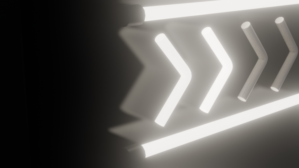 【無料】ネオンサイン "矢印" 3Dモデル|光が先端へ流れるチェイス点灯 .blend / FBX(VRChat / ワールド / 順路案内)