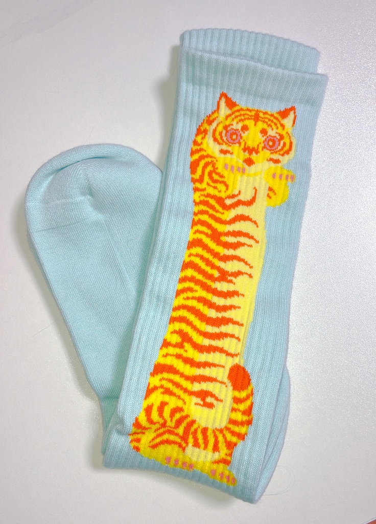 【受注生産】虎柄ハイソックス サイズ:26 - 29cm