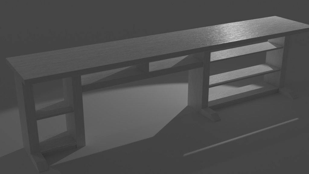 本棚付きのテーブル『Blender3Dモデル』