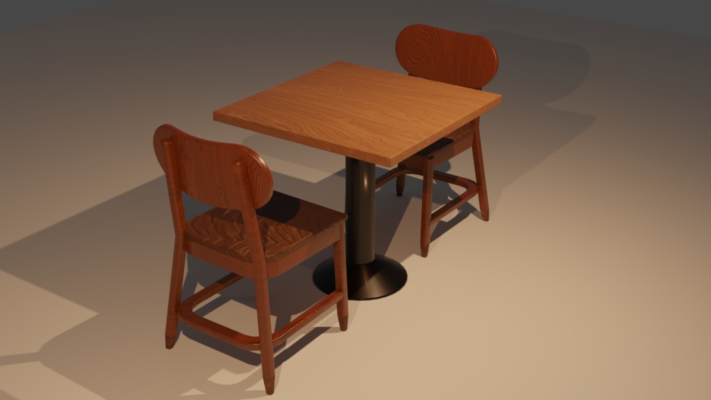 ス〇バにありそうなテーブルセット『Blender3Dモデル』