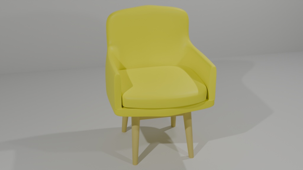 黄色の椅子『Blender3Dモデル』