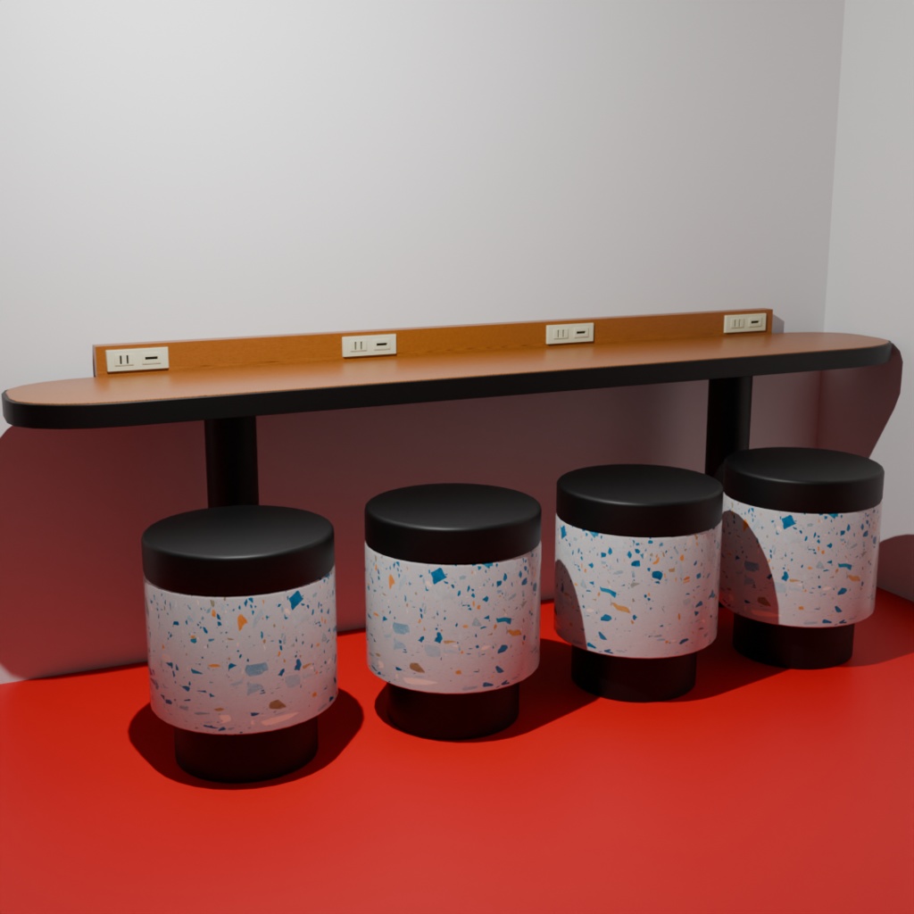 カウンター席『Blender3Dモデル』