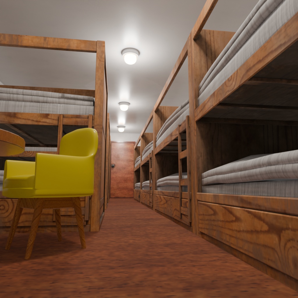 山小屋の寝室『Blender3Dモデル』