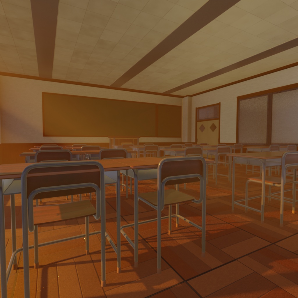 夕焼けの教室『Blender3Dモデル』