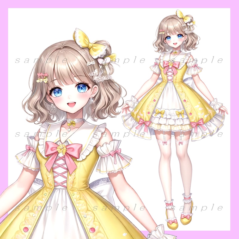 【無料立ち絵03】黄色のフリルドレスの女の子