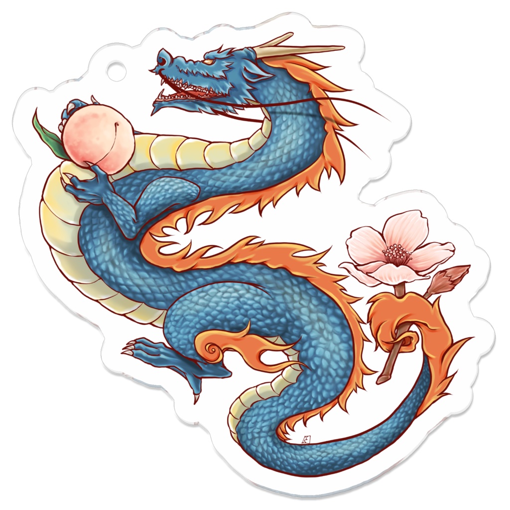 『龍と桃と桜』アクリルキーホルダー