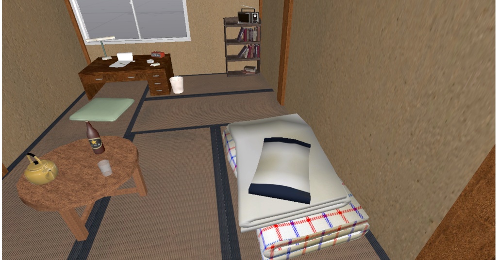 昭和レトロな6畳ひとま(VRChat対応・ギミック付の扇風機&ストーブ付)