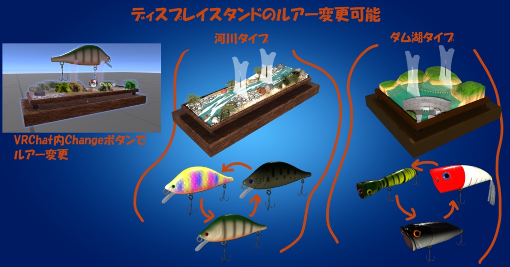 釣り用ルアー6点&ディスプレイスタンド2点セット