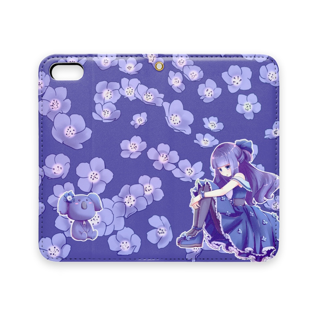 青いネモフィラとコアラさんと少女のスマホケース