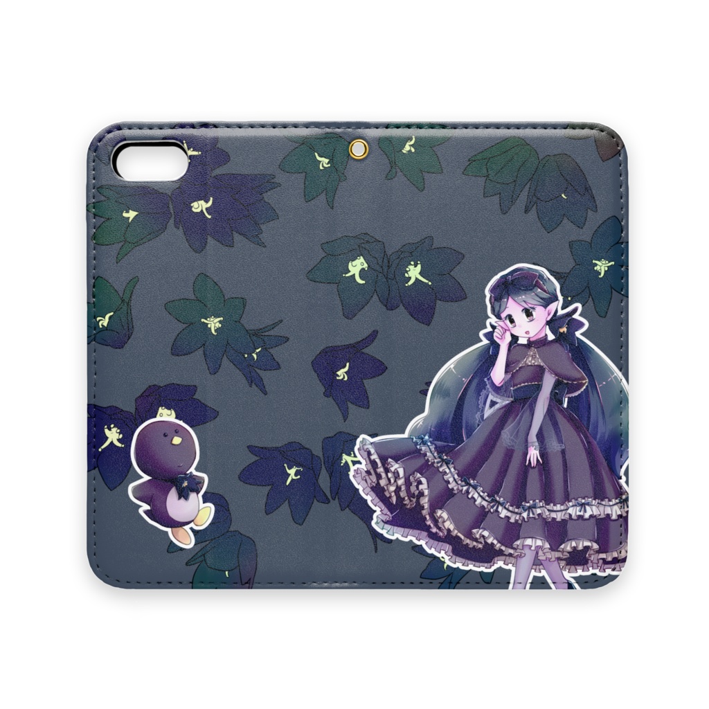 黒ユリとペンギンさんと少女のスマホケース