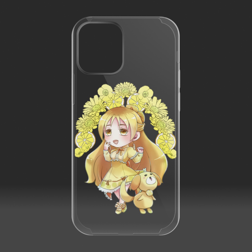 黄色少女とワンちゃんのスマホケース