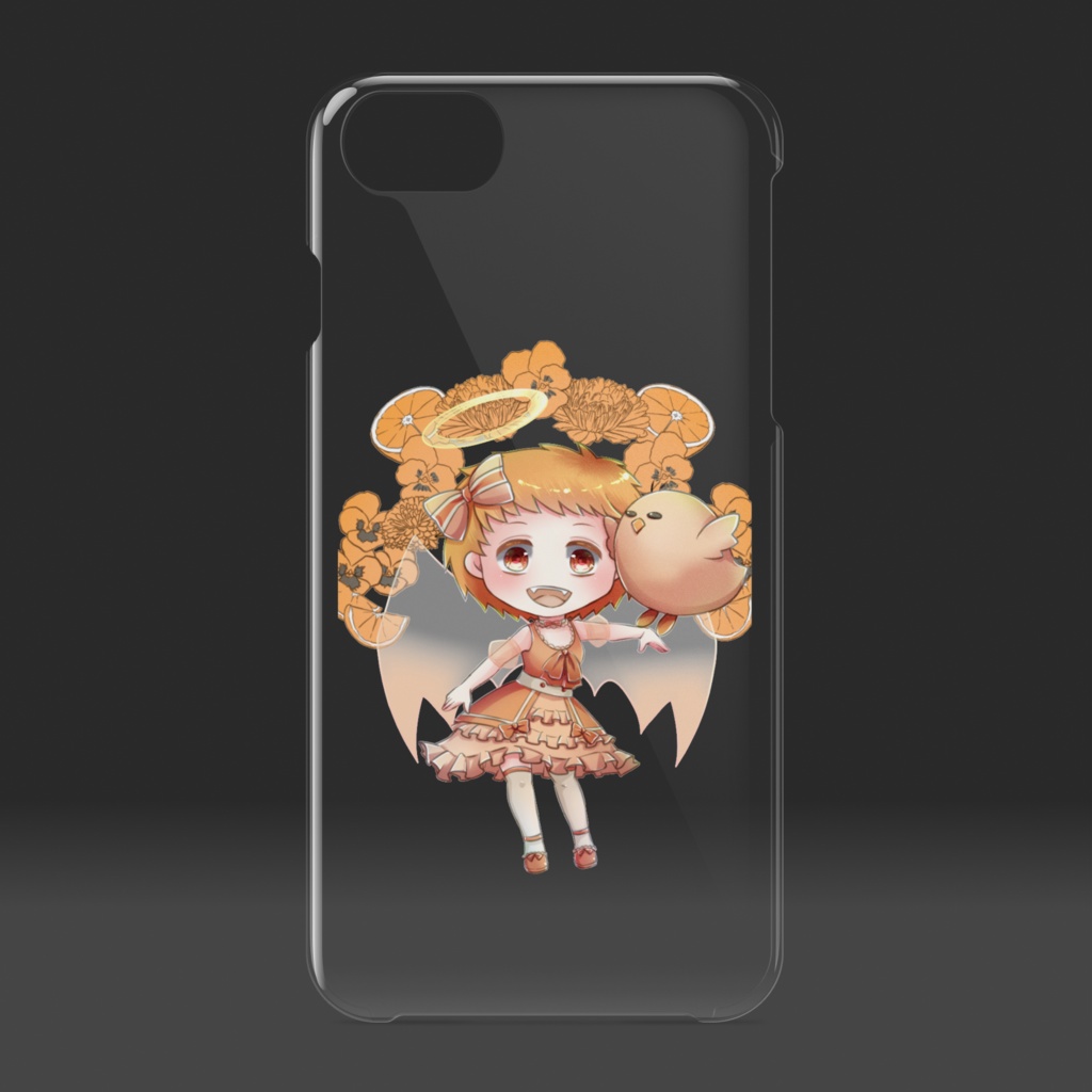 オレンジ天使と鳥さんのスマホケース