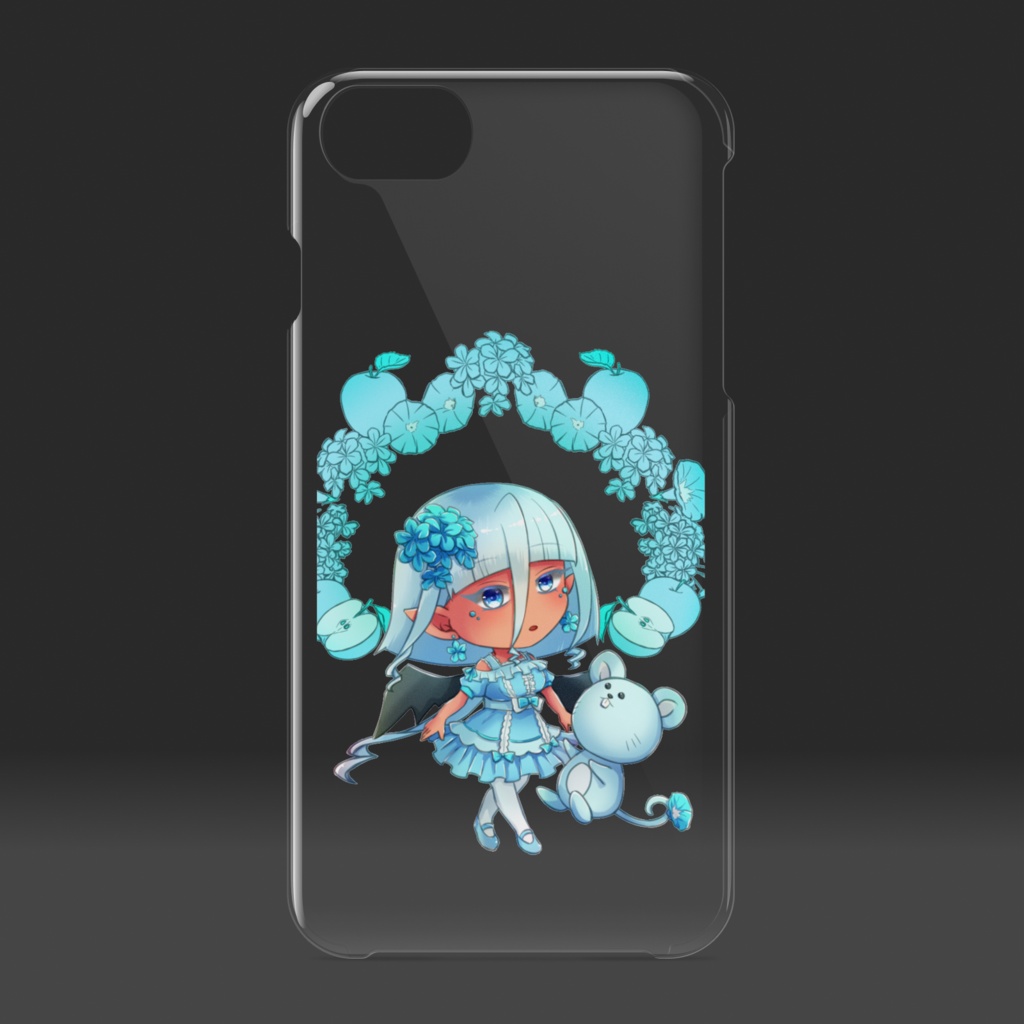 水色悪魔っ娘とネズミさんのスマホケース