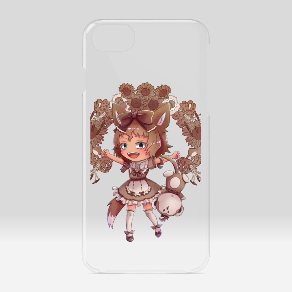 茶色ケモミミ娘とおサルさんのスマホケース