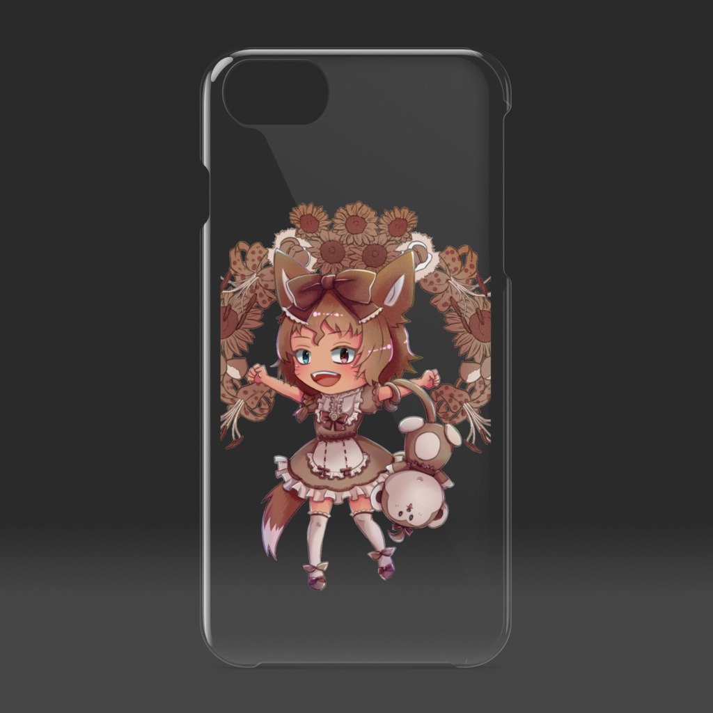 茶色ケモミミ娘とおサルさんのスマホケース