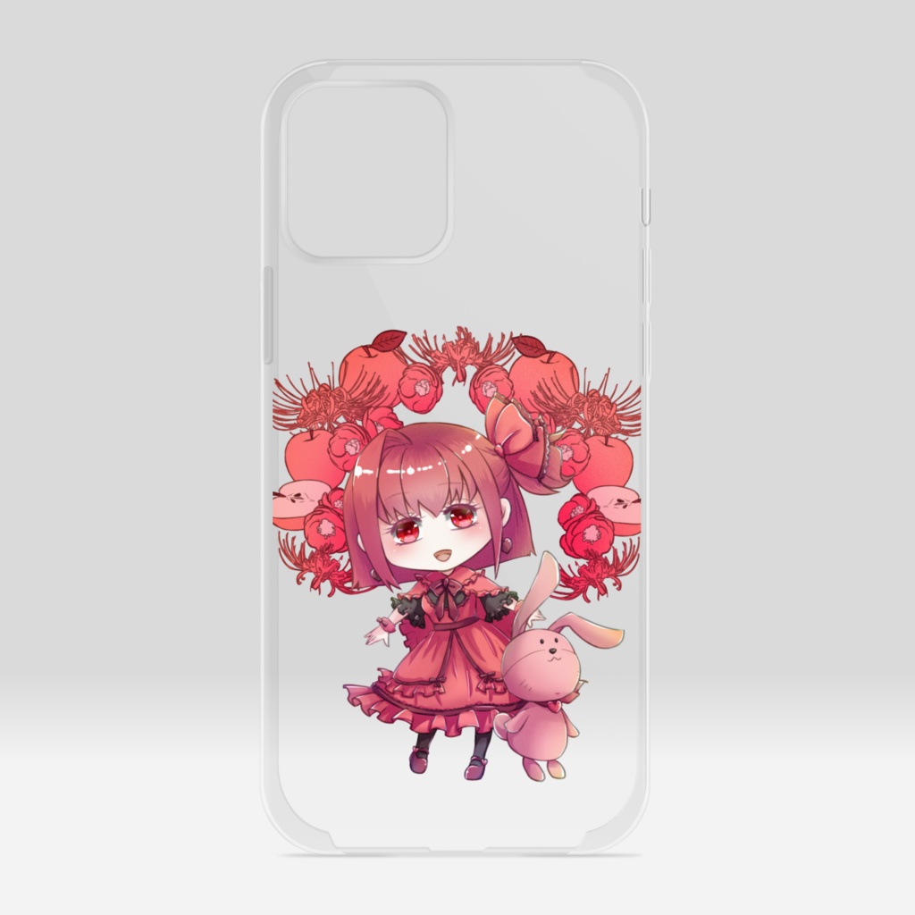 赤色少女とウサギさんのスマホケース