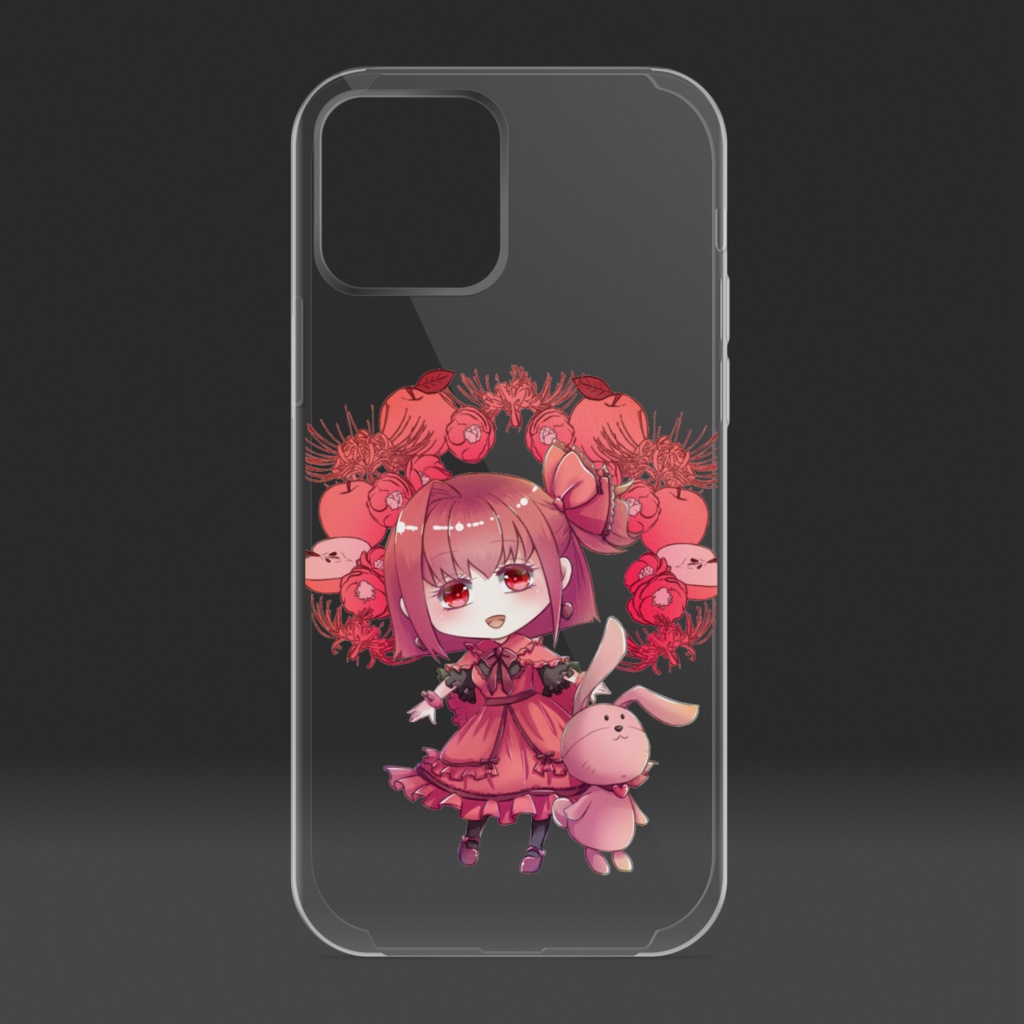 赤色少女とウサギさんのスマホケース