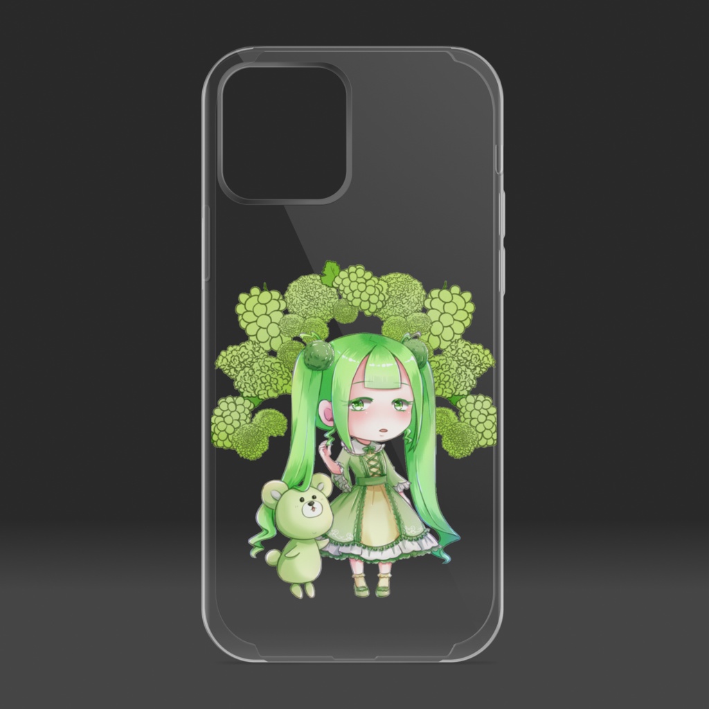 黄緑少女とクマさんのスマホケース
