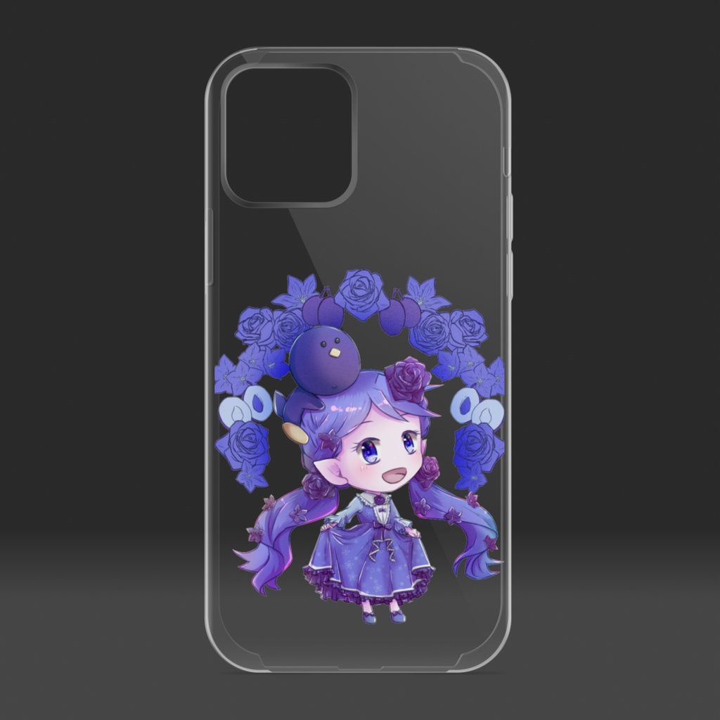 青色少女とペンギンさんのスマホケース