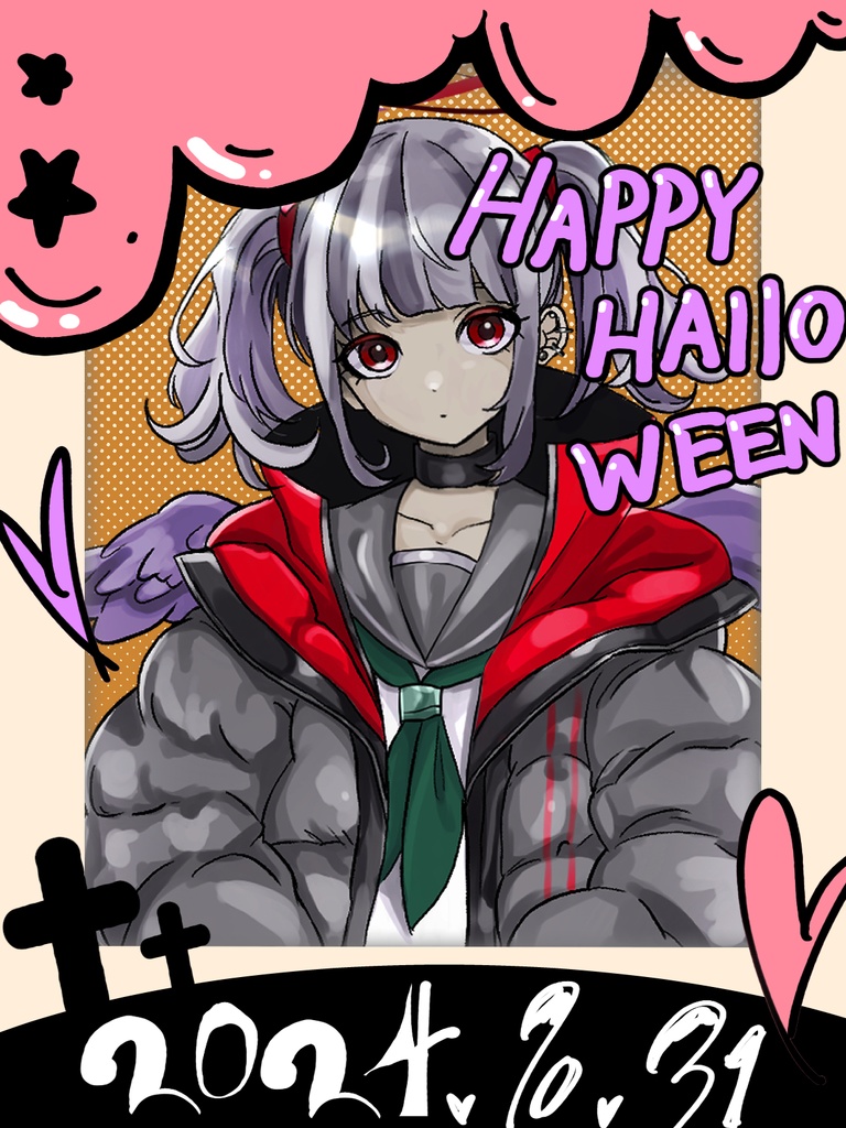 【Free DL】2024ハロウィンチェキ風素材