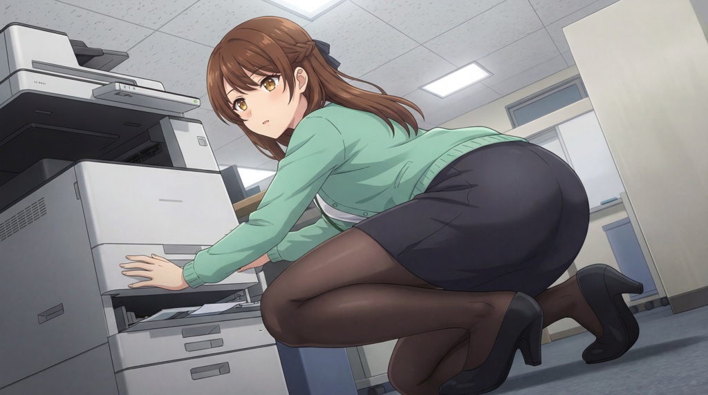 文香 18歳 ― 黒ストとタイトスカートの仕事風景 ― 働くOLさんCG集