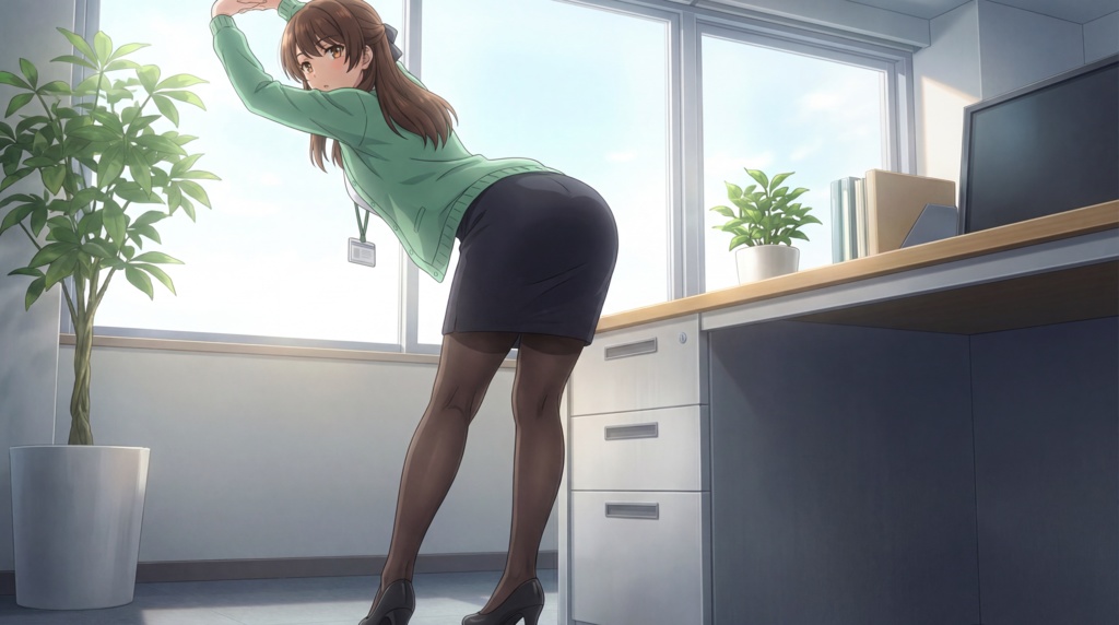 文香 18歳 ― 黒ストとタイトスカートの仕事風景 ― 働くOLさんCG集
