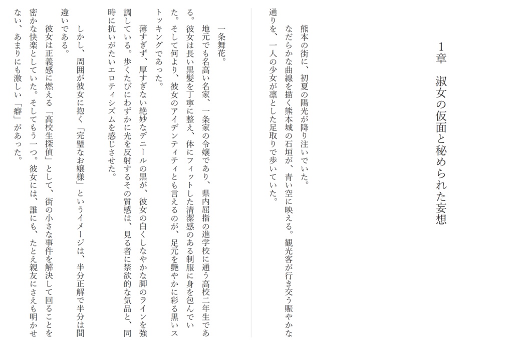 小説 「黒ストッキングの令嬢と路上の名探偵」