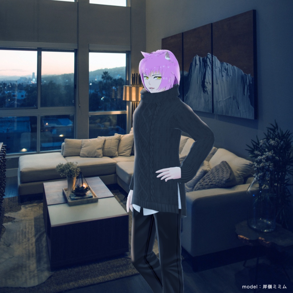 オフタートルケーブルニット スヌード風チェスターコート付 Vroid用衣装テクスチャ Cowl Neck Cable Knit Snood Style Chester Coat Costume Texture For Vroid 39studiojp Booth