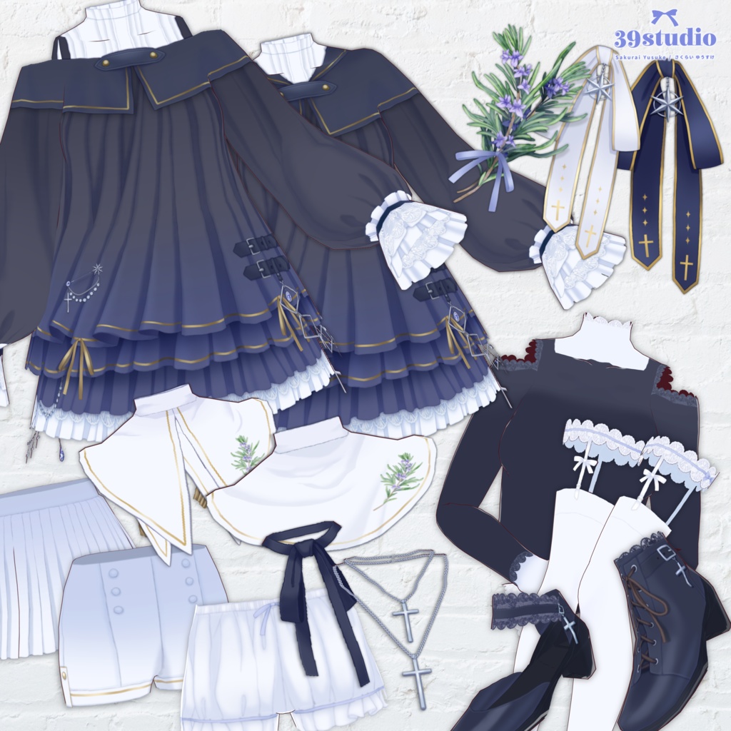 Sacred Rosemary Dress Set / 聖なるローズマリードレスセット【VRoid Outfit】