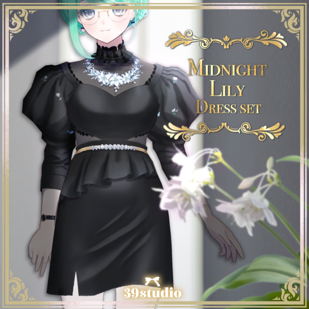 Midnight Lily Dress Set / ミッドナイト・リリィドレスセット【VRoid Outfit】