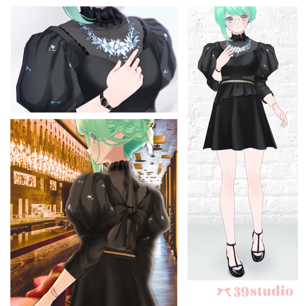 Midnight Lily Dress Set / ミッドナイト・リリィドレスセット【VRoid Outfit】