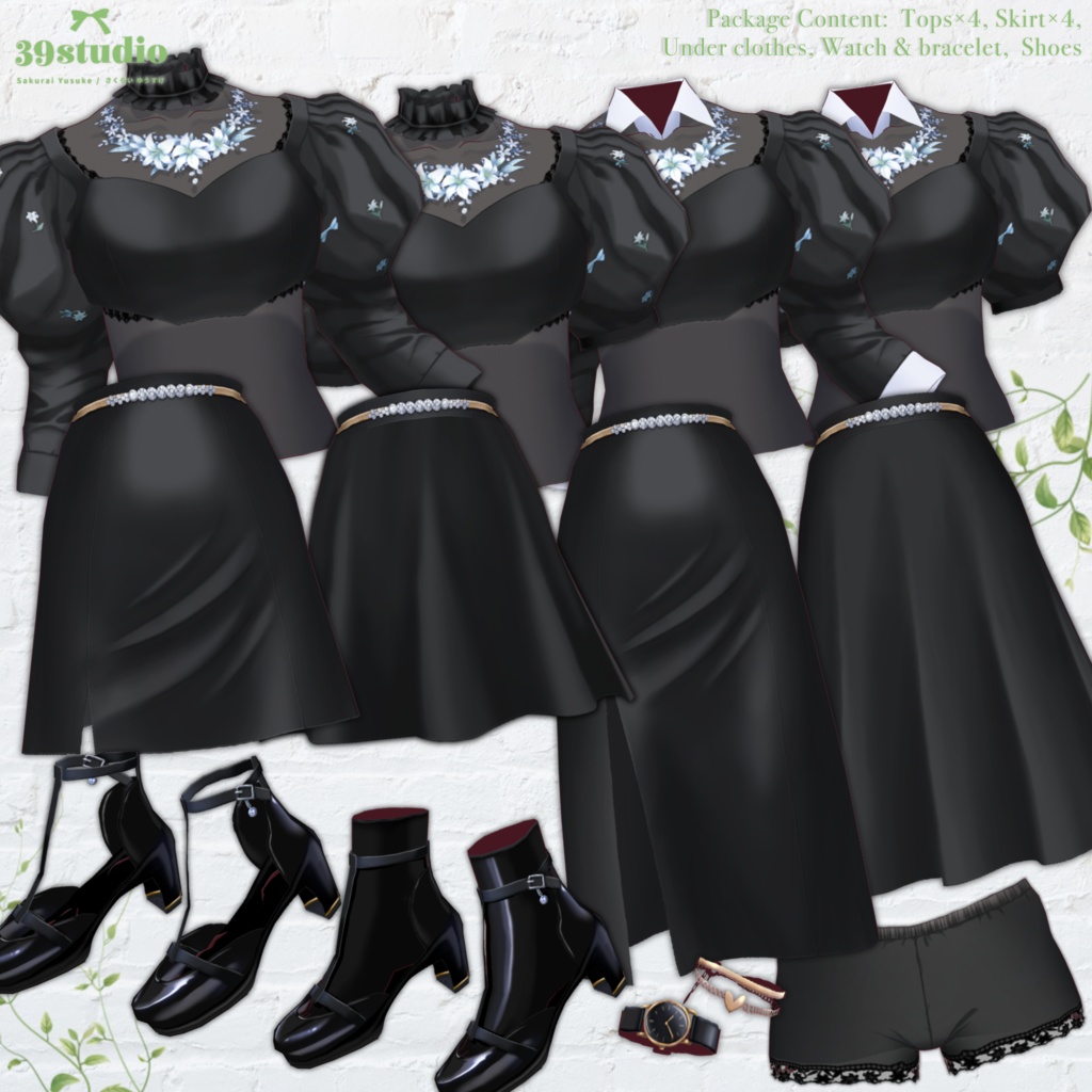 Midnight Lily Dress Set / ミッドナイト・リリィドレスセット【VRoid Outfit】