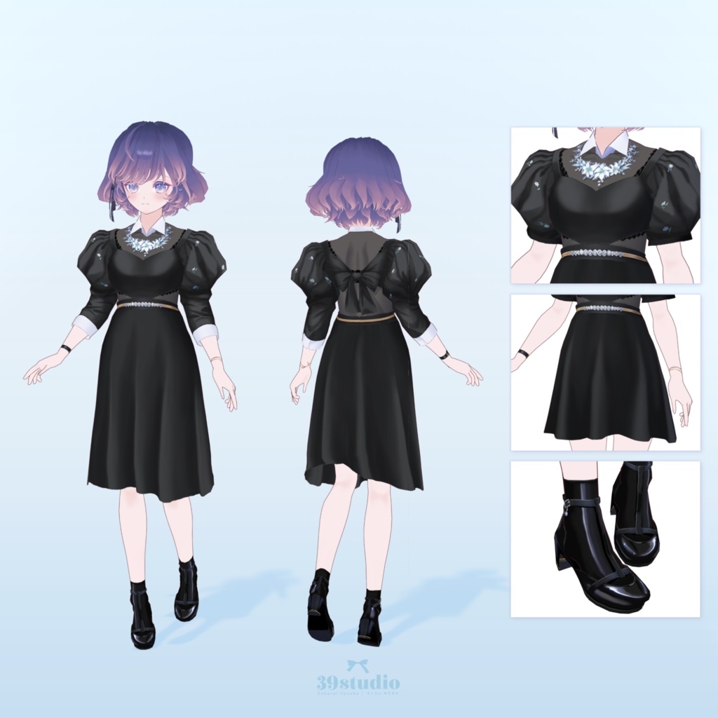 Midnight Lily Dress Set / ミッドナイト・リリィドレスセット【VRoid Outfit】