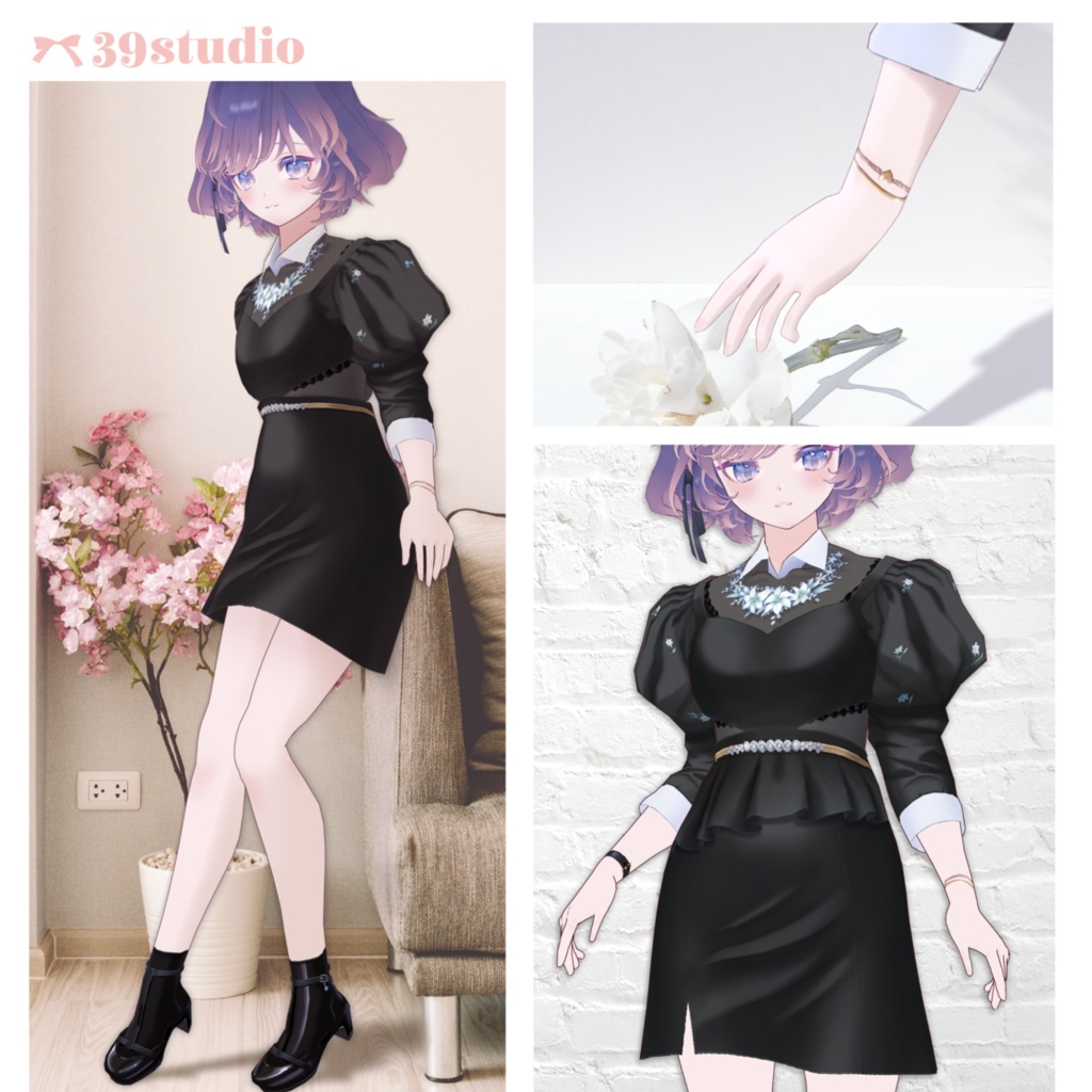 Midnight Lily Dress Set / ミッドナイト・リリィドレスセット【VRoid Outfit】