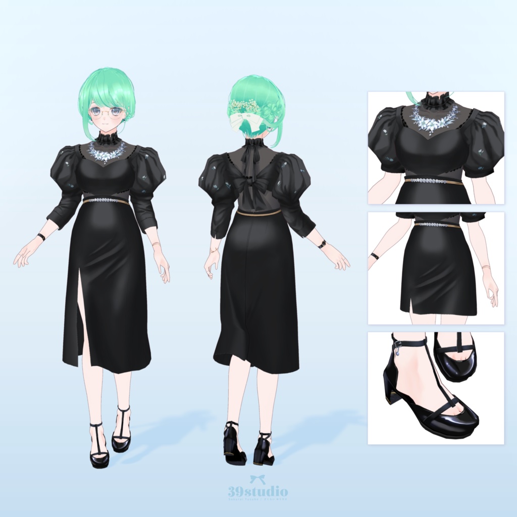 Midnight Lily Dress Set / ミッドナイト・リリィドレスセット【VRoid Outfit】