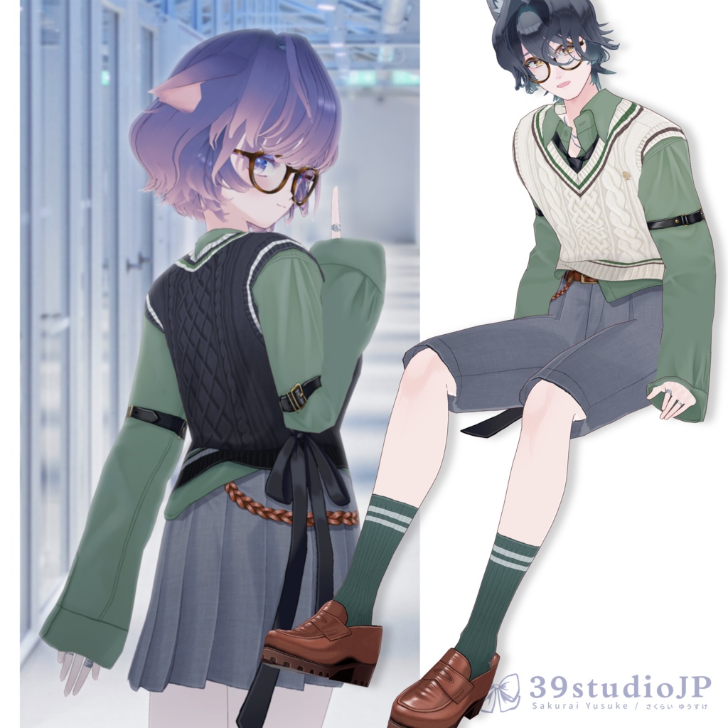 ダスクオリーブコーデセット / Dusk Olive Outfit【VRoid Outfit】